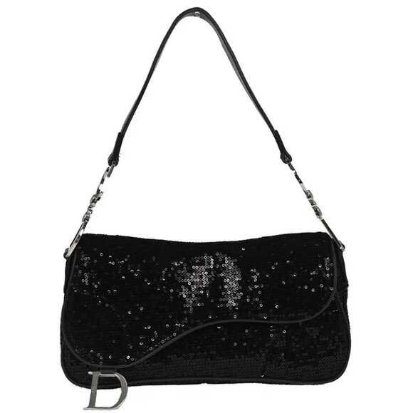 Christian Dior Black Velvet Sequins Handbag - Picture 1 of 10